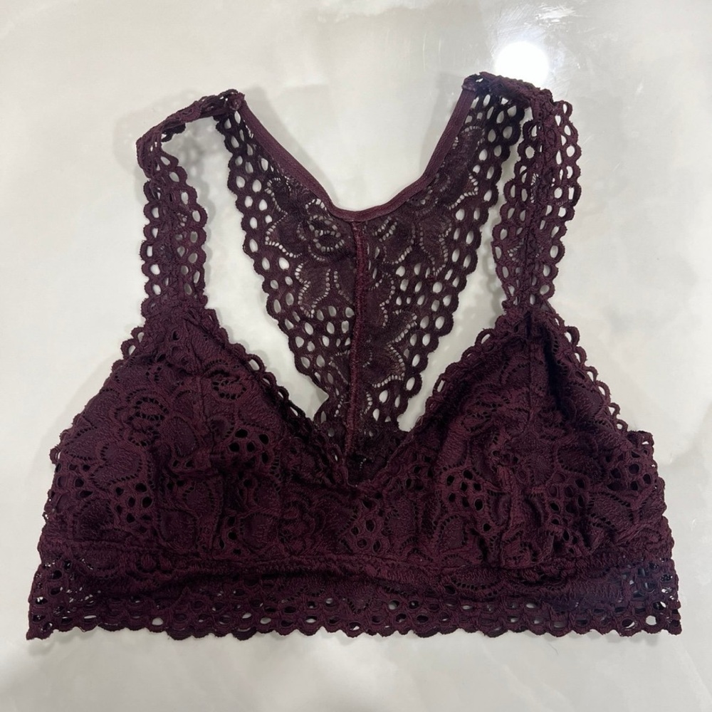 Burgundy Racerback Lace Aerie Bralette